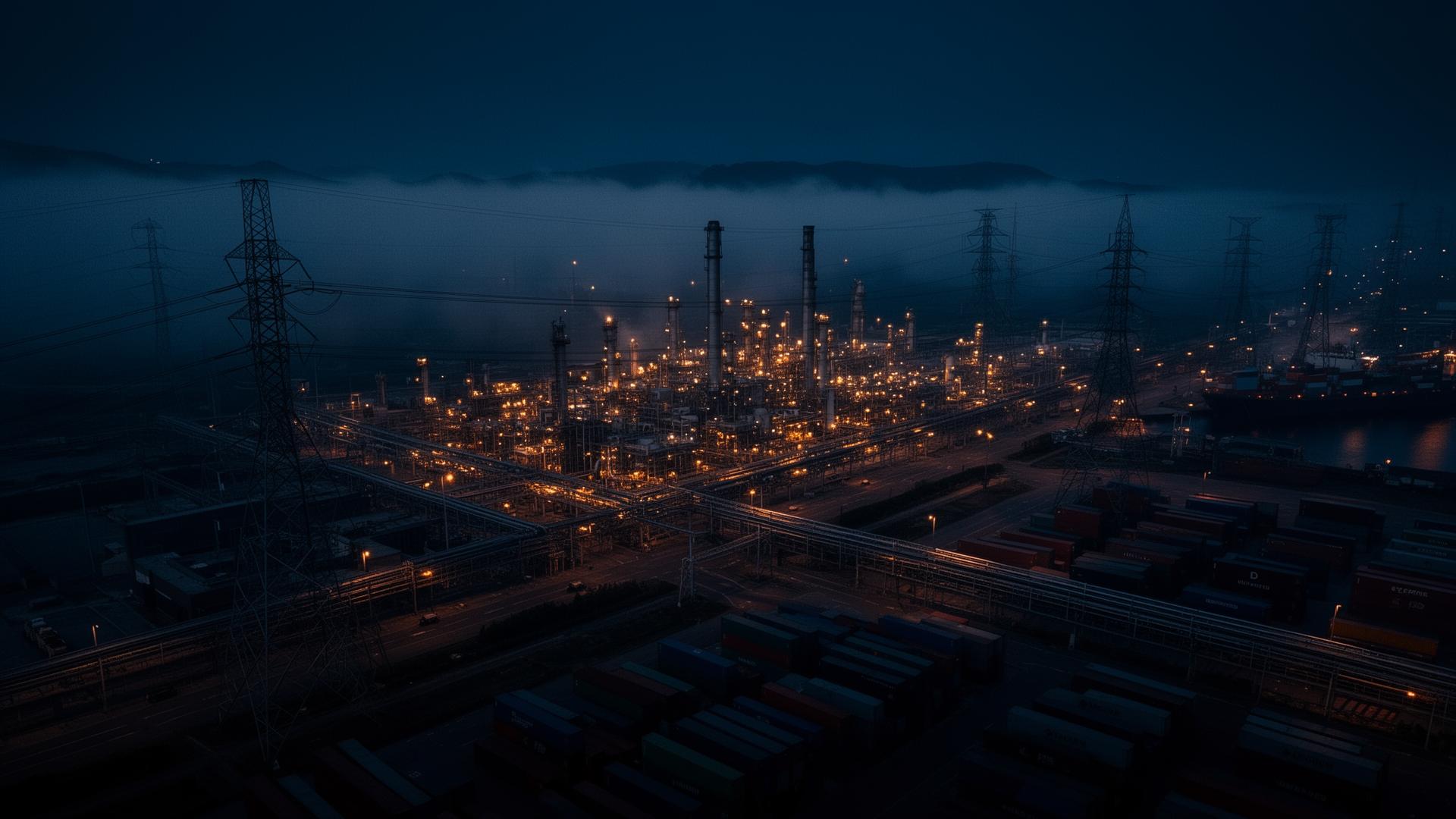 Industrial infrastructure at night